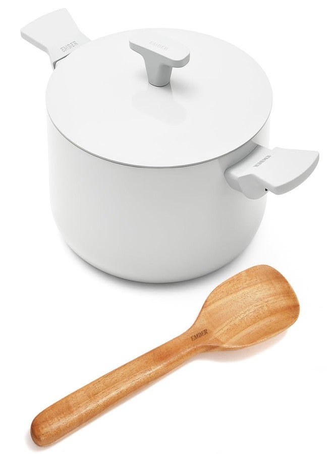 Ember Cookware قدر طهي سيراميك أرسيللا من إمبر كوكوير، 24 سم | قدر سعة 5 لترات غير لاصق وغير سام مع غطاء | معتمد من هيئة المواصفات والمقاييس الهندية | أواني طهي سيراميك | قدر برياني | ملعقة واحدة | خالٍ من مركبات PFAS وPTFE | ضمان 5 سنوات | رمادي - Image 1